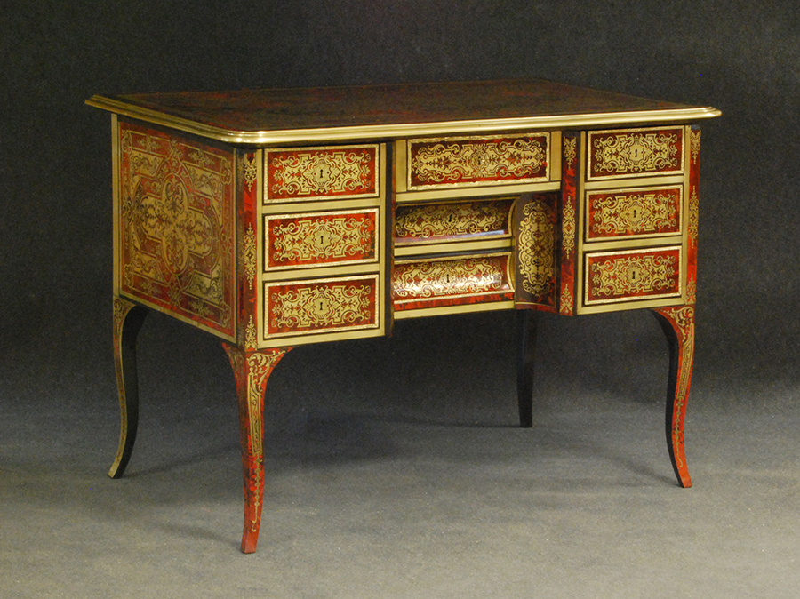 Boulle marquetry desk, c.1680, restored by Dubois in c.1750.  Delivered in 1755 by Thomas Chippendale to Dumfries House.  Dumfries House, the Great Steward of Scotland's Dumfries House Trust